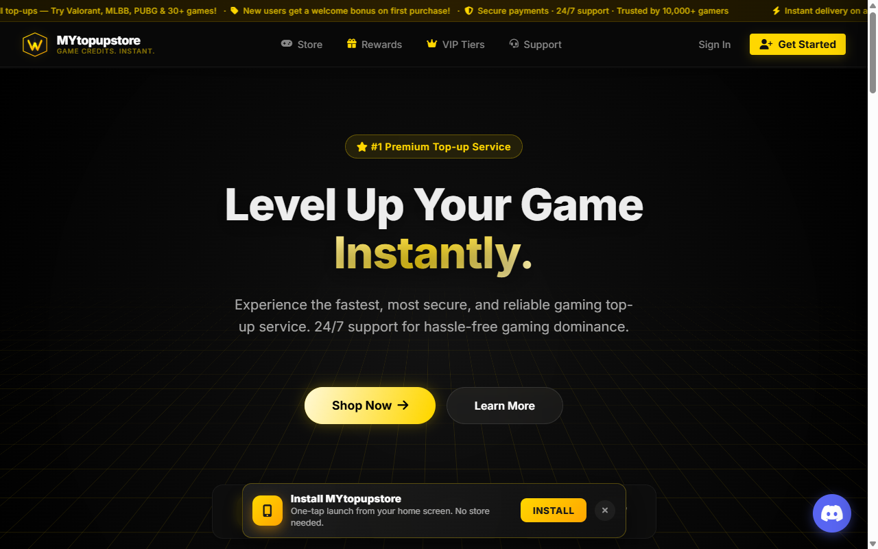 MYtopupstore Game Top-Up E-Commerce Store